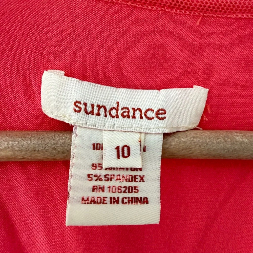 Sundance Lace Fit and Flare Dress 10 Coral Pink Sleeveless V-Neck‎ Pleated